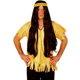 Wild West Long Wigs Fancy Dress Indianer Perücke mit Haarband braun Kostümzubehör