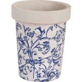 Esschert Design Long Tom Round Pot Planter Blue/White ∅12.4cm