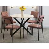 Round Dining Sets SECONIQUE Sheldon Round Wooden Top Dining Set 5pcs