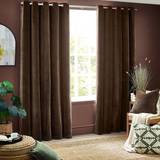 Brown Curtains & Accessories Heavy Chenille Woven Velvet Eyelet