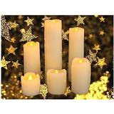 Legend of 6 Battery Operated Pillar Dripping Real Wax LED Candle 6pcs