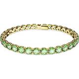 Green Bracelets Swarovski Matrix Tennis bracelet, Round cut, Green, Gold-tone plated