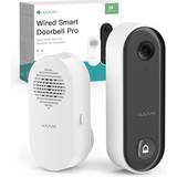 WUUK Wired Security Video Doorbell Camera with Chime On-device AI Facial Recognition Wired Smart Doorbell 2K HD Smart Doorbell Camera Sentry Mode Personalized Greeting Requires Existing Doorbell