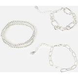 Accessorize Chain and Stretch Beaded Bracelets Pack Silver One