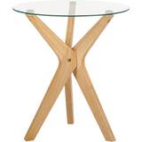 Glasses Small Tables Beliani Valley Transparent/Light Wood Small Table 45x45cm