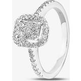 Rings 9ct White Gold 0.49ct Diamond Baguette Halo Cluster Ring THR15209-50