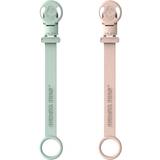 Matchstick Monkey Double Soother Clip Mint Green/Dusty Pink