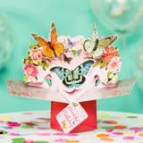 Second Nature Pop Ups Birthday Card with"Beautiful Birthday" Lettering and Butterflies