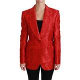 Silk Outerwear Dolce & Gabbana Red Floral Angel Blazer Coat Jacket IT46