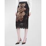 Midi Skirts Dolce & Gabbana Leopard-print satin midi skirt with lace inserts leo_new