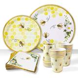 Bumble Bee Tableware Party Decorations Serves 16 Paper Plates Napkins Cups Baby Shower Gender Reveal Neutral Birthdays Weddings Yellow Honey Bee