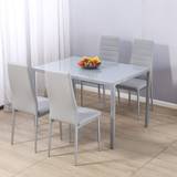 Metal Dining Sets Westwood Glass Top With 4 Grey Dining Set 80x120cm 5pcs