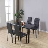 Glasses Dining Sets Westwood Glass Top With 4 Black Dining Set 75x120cm 5pcs
