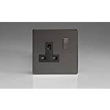 Power Strips on sale Varilight 1 Gang 13 Amp Switched Plug Socket Screwless Iridium Black Dec Switch Black Insert XDI4BS