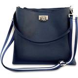 Gold Totes & Shopping Bags Apatchy London Navy Leather Tote Bag With Navy & Gold Stripe Strap