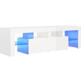 vidaXL Cabinet with Led Lights High Gloss White TV Bench 140x40cm
