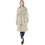 London Fog Women's Double-Breasted 3/4 Length Belted Trench Coat, Stone