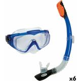 PVC Snorkel Sets Intex Snorkel Goggles and Tube Aqua Pro Blue 6 Units
