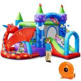 Fabric Bouncy Castles Goplus Kids Inflatable Bounce House Dragon Jumping Slide Bouncer Castle