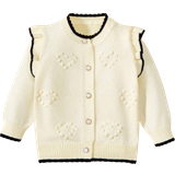 Polyester Knitted Sweaters Shein Baby Girl Ruffle Trim Popcorn Knit Cardigan
