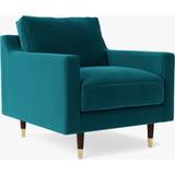 Swoon 4 Seater Furniture Swoon Rieti Velvet Kingfisher Armchair