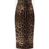 Wool Skirts Dolce & Gabbana Leopard-print crepe calf-length skirt