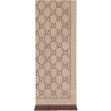 Gucci Women Scarfs Gucci GG Jacquard Knitted Scarf - Light Brown