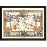 Framed Art Map Webb 1937 British Empire Commonwealth Framed Art