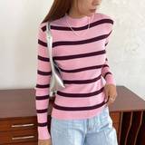 Shein Striped Pattern Mock Neck Sweater