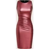 Knee Length Dresses - Red Shein Solid Ruched PU Leather Bodycon Dress