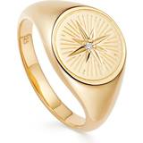 Men Rings Gold Celestial Compass Signet Ring Clear