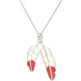All We Are Feather Drop Pendant Necklace - Gold/Red