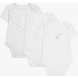 John Lewis Bodysuits John Lewis Baby Cotton Star Print Bodysuits, Pack of 3, White