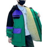 Coat - Press-Studs Jackets Shein Tween Boy Colorblock Flap Pocket Hooded Coat