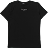 Balmain Kid's Metallic Logo T-shirt - Black