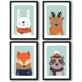 Bilderreich Children's Room Set Decorative Posters 4-pack Animals in Winter 8.3x11.8"