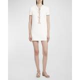 Valentino EMBROIDERED CREPE COUTURE SHORT DRESS Wo IVORY/SILVER