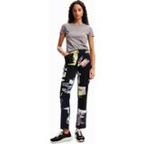 Desigual Women Trousers Desigual Straight collage trousers BLACK