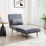 1 Seater - Sofa Beds Sofas GRS Harry Velvet Single Futon Grey Velvet Sofa 82cm 1 Seater