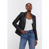 Blazers on sale River Island Womens Black Faux Leather Quilted Blazer Black