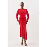 Clothing Jersey Crepe Ruched Long Sleeve Maxi Dress