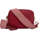 Apatchy London Cross-Stitch Strap Leather Crossbody Bag - Cherry Red