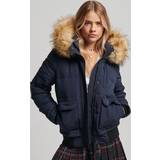 Superdry S - Women Jackets Superdry Womens Everest Hooded Puffer Bomber Jacket Nordic Chrome Navy