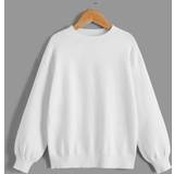 Polyamide Tops Children's Clothing Shein Girls' Large Loose Fit Crew Neck Casual Sweater In Solid Color