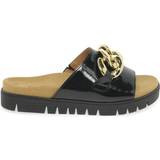 Wide Fit Slippers & Sandals Gabor Erica - Black Patent/Gold