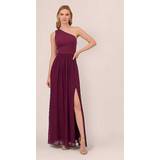 Grey Dresses Adrianna Papell One-Shoulder Chiffon Long Gown In Cassis