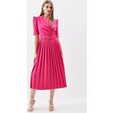 Compact Stretch Notch Neck Wrap Belted Forever Midi Dress