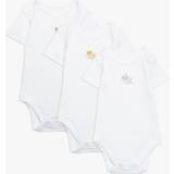 John Lewis Children's Clothing John Lewis Baby Safari Animal Embroidery Short Sleeve Bodysuits, Pack of 3, White