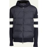 Moncler Clothing Moncler Striped Sleeve Padded Wool Cardigan Night Blue