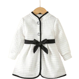 Buttons - Shirt dresses Shein Baby Girls' Casual And Elegant Academy Style Stand Collar Dress With Belt, Suitable For Outdoor Activities